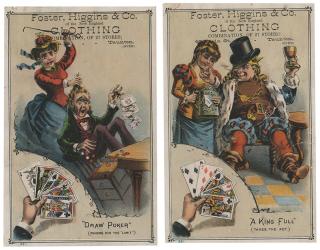 Appraisal: Four Foster Higgins Co Trade Cards with Playing Cards One