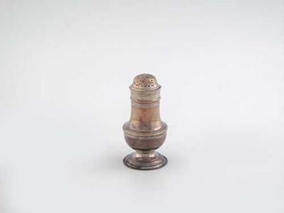 Appraisal: A George III bun-top pepper caster scratched 'EB' under the