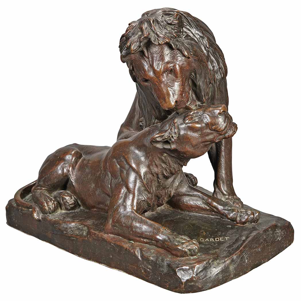 Appraisal: French Bronze Group of a Lion and Lioness Cast from