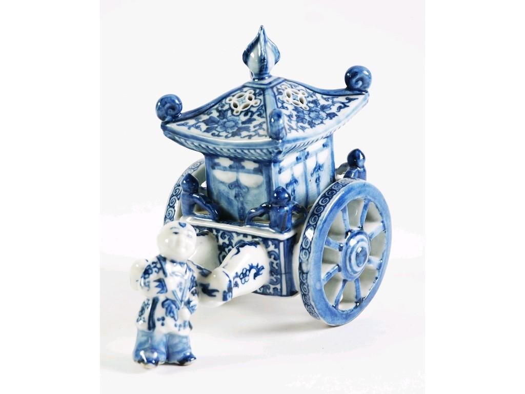 Appraisal: CHINESE BLUE AND WHITE PORCELAIN KORO AND COVER modelled as