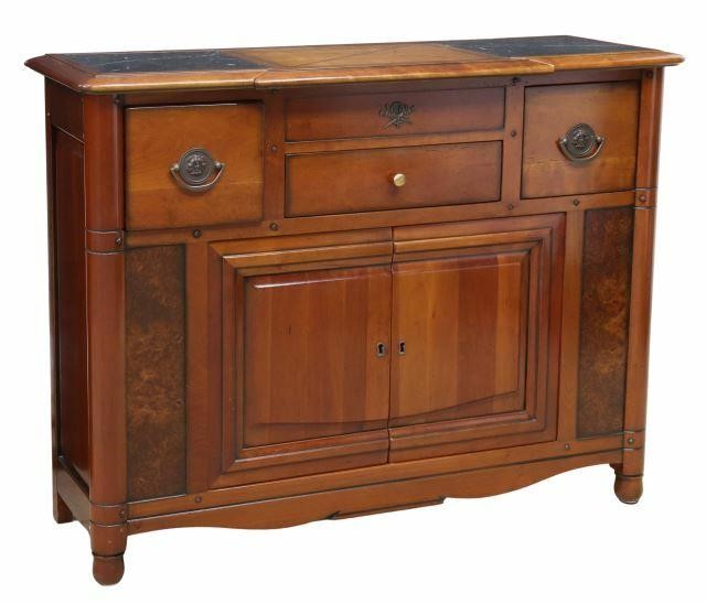 Appraisal: French fruitwood sideboard Meubles Pyreneens late th c inset marble