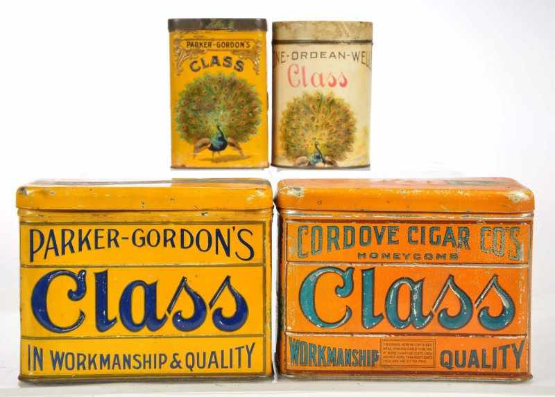 Appraisal: Lot of Class Cigar Tins Description Lot includes upright square