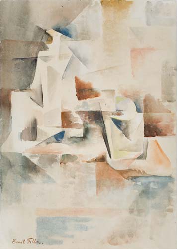 Appraisal: EMIL FILLA Composition Cubiste Watercolor on heavy cream wove paper