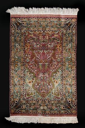 Appraisal: PERSIAN SILK PRAYER RUG Approx ft in x ft in