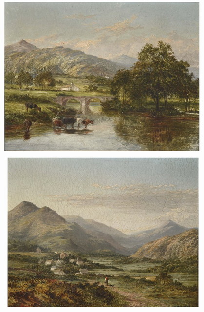 Appraisal: DAVID BATES - Mount Elbury with figure and dog on