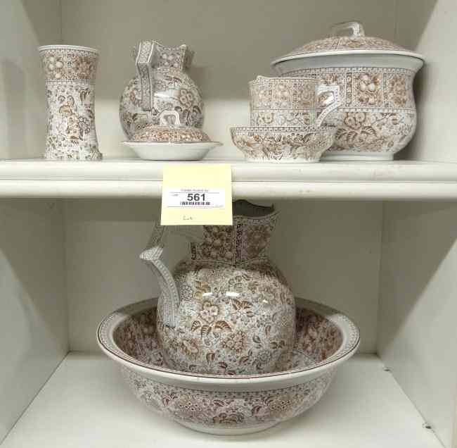 Appraisal: th c Foley Potteries Staffordshire ''French'' pitcher and bowl set