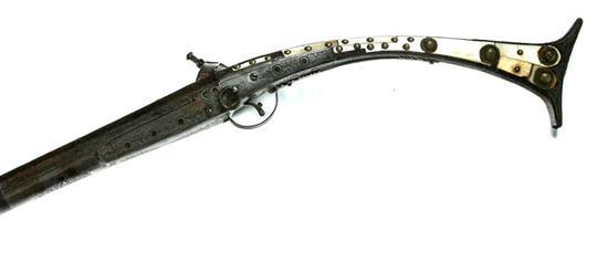 Appraisal: FLINTLOCK RIFLE Middle Eastern th- th century Miquelet type lock