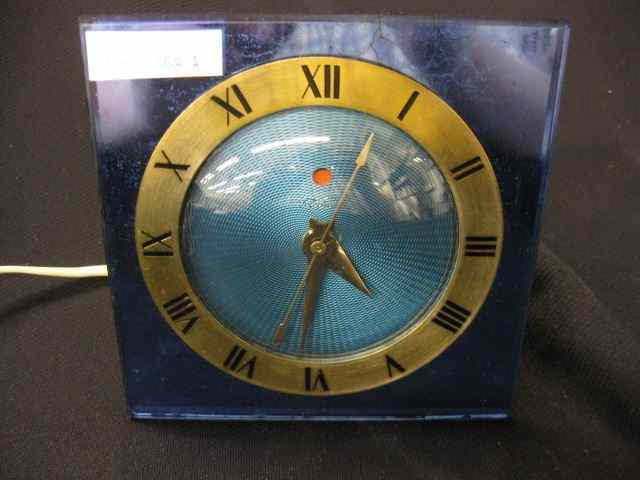 Appraisal: Telechron Deco Clock cobalt mirroredglass and fancy dial - ''