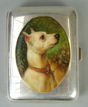 Appraisal: A silver and enamel cigarette case Chester the oval enamel