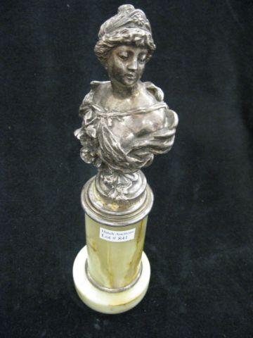 Appraisal: French Victorian Silvered Bronze Bust of a Lady onyx column