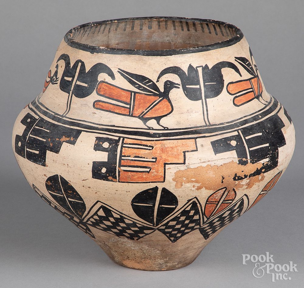 Appraisal: Pueblo Indian pottery jar Pueblo Indian pottery jar with polychrome