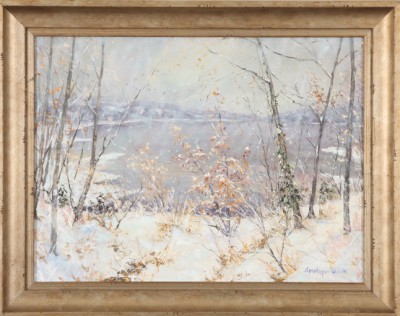 Appraisal: Snow Squall oil on masonite x SLR Artist American th