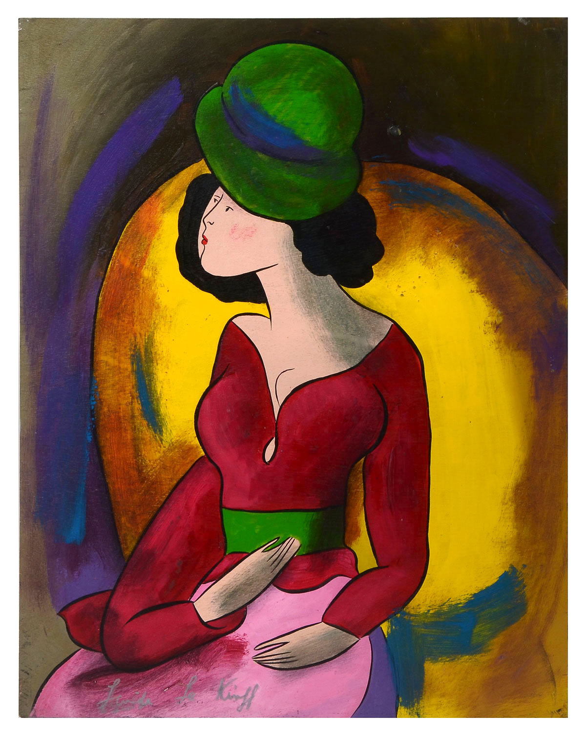 Appraisal: LE KINFF Linda Brazilian - Brunette in Green Hat O