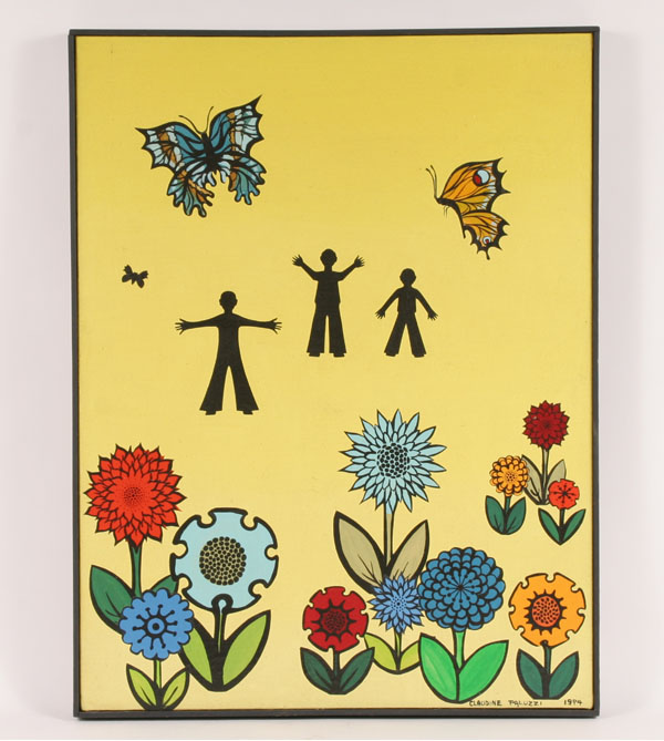 Appraisal: Claudine Paluzzi-Kelsey American b silhouette of children with butterflies and