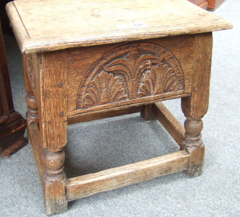 Appraisal: A th century oak sewing box joint stool with lift