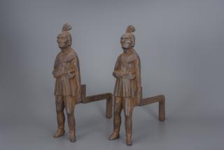 Appraisal: Pair of Native American Motif Andirons Pair of Native American