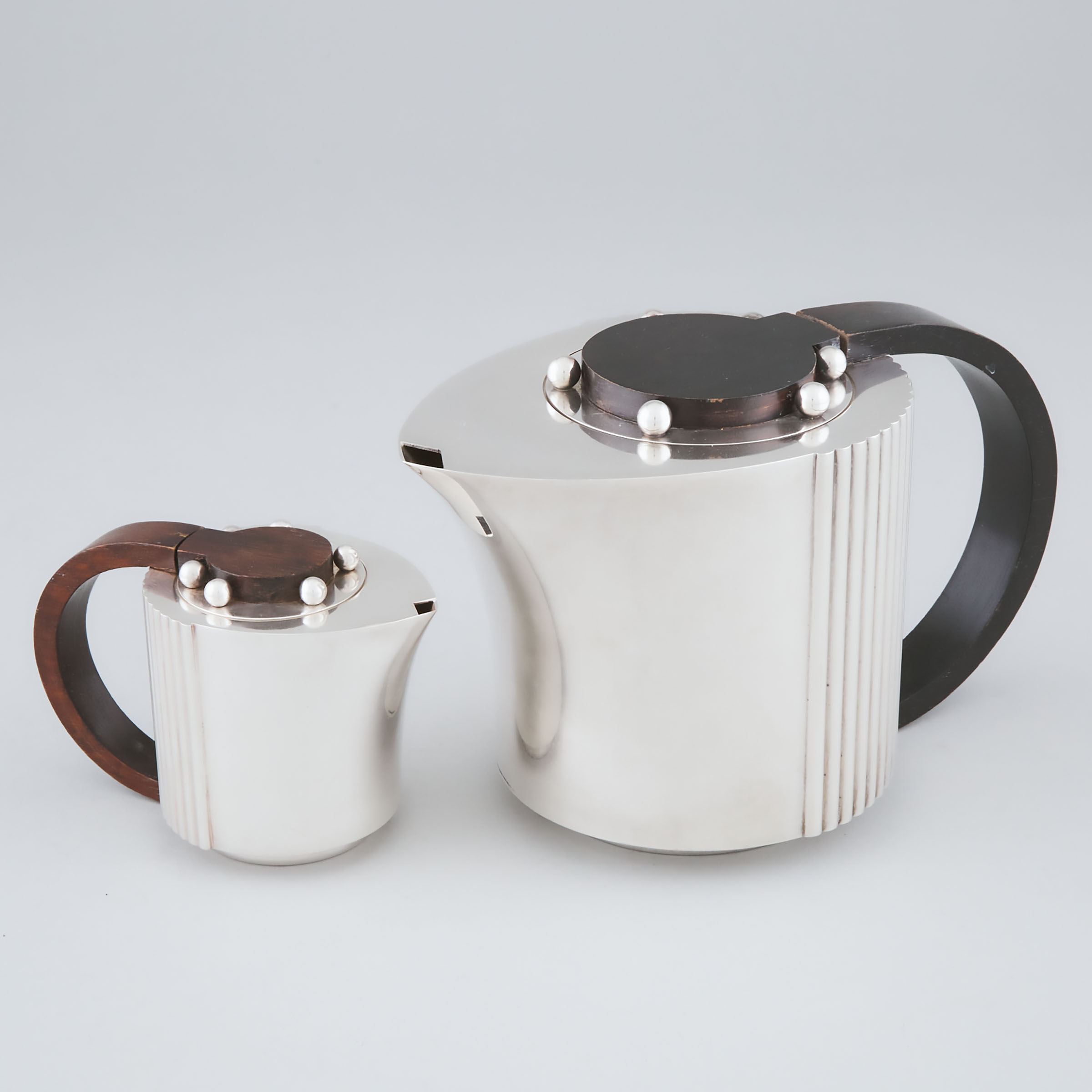 Appraisal: French Silver Plated 'Etchea' Teapot and Covered Cream Jug Jean