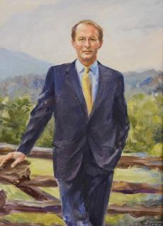 Appraisal: Portrait of Senator Lamar Alexander Oil on canvas length portrait