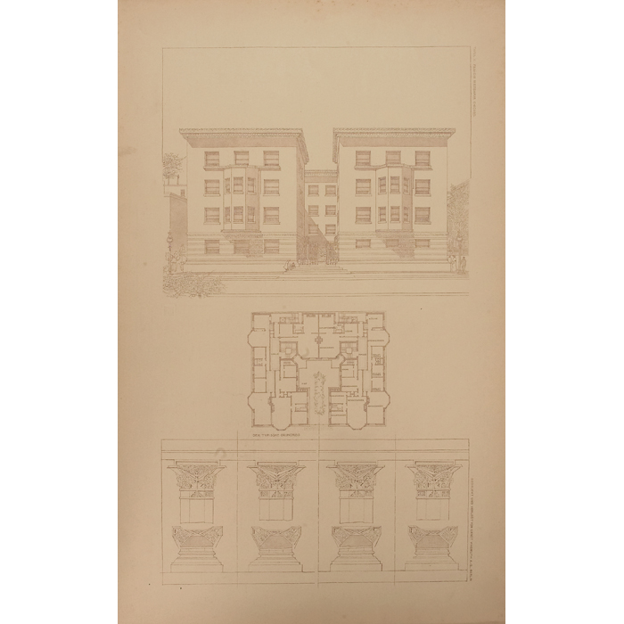 Appraisal: Frank Lloyd Wright Wasmuth print Plate V exterior elevation and