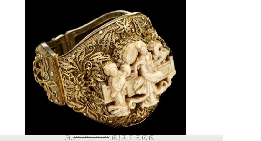 Appraisal: Chinese ivory mounted gilt-silver bracelet th th century