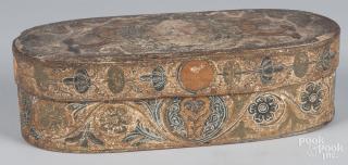 Appraisal: Continental painted bentwood box th c retaining its original floral