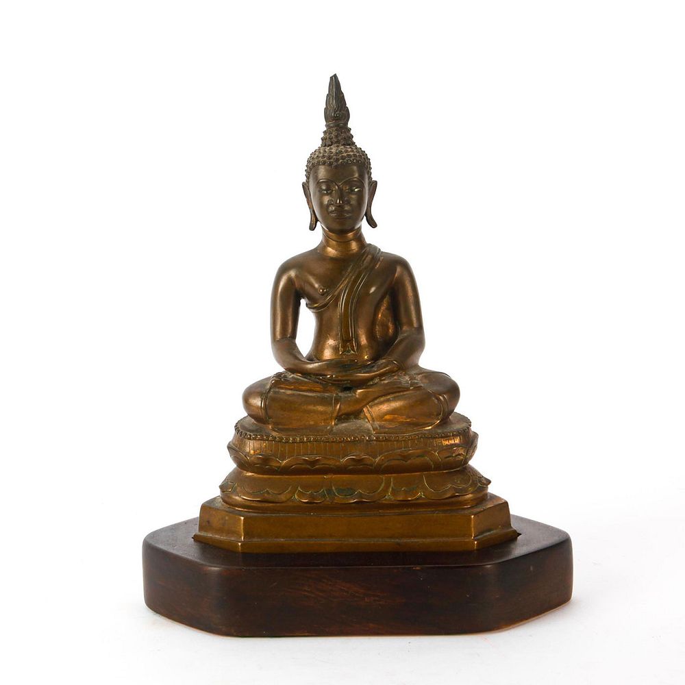 Appraisal: THAI BRONZE BUDDHA SEATED IN DOUBLE LOTUS POSE An exquisite