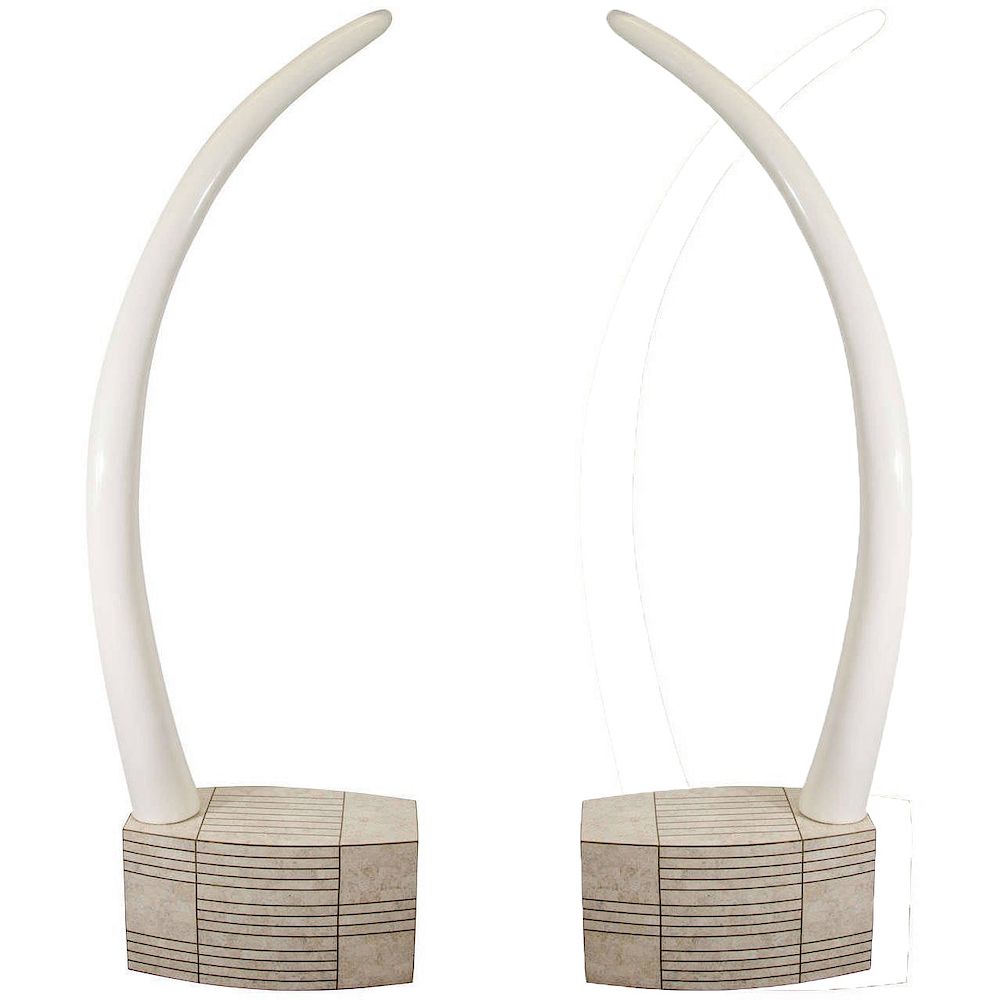 Appraisal: Pierre Cardin Attrib Monumental Faux Tusks Pair Pair of Pierre