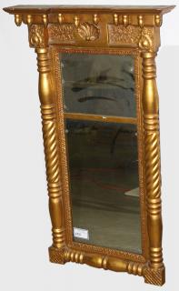 Appraisal: Sheraton Gilt Split Column Mirror Sheraton gilt split column mirror