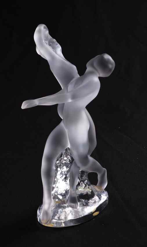 Appraisal: LALIQUE ''DEUX DANSEUSES'' STATUETTE French crystal signed Lalique France Approx