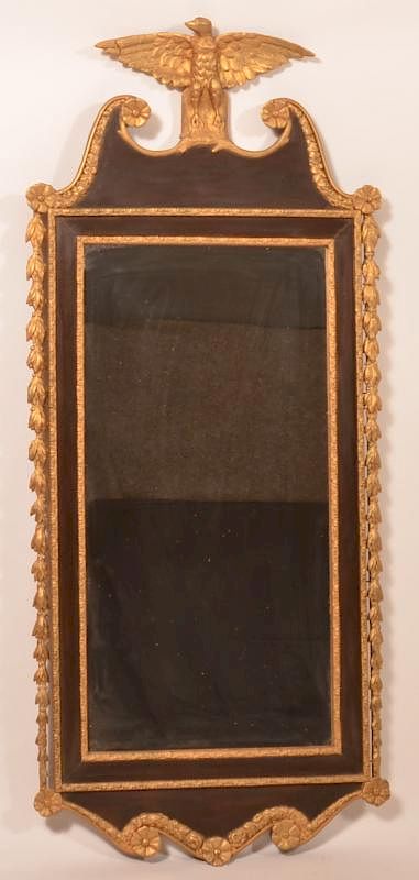 Appraisal: Georgian Style Mahogany and Gilt Frame Mirror Georgian Style Mahogany