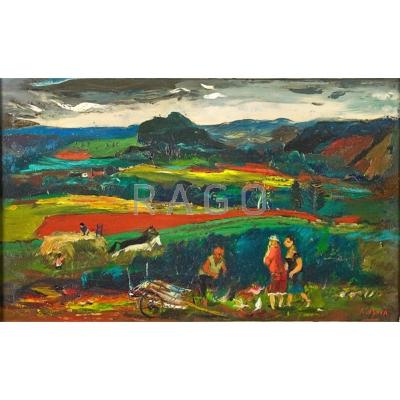 Appraisal: Louis Bosa American - Bucks County Harvest Oil on Masonite