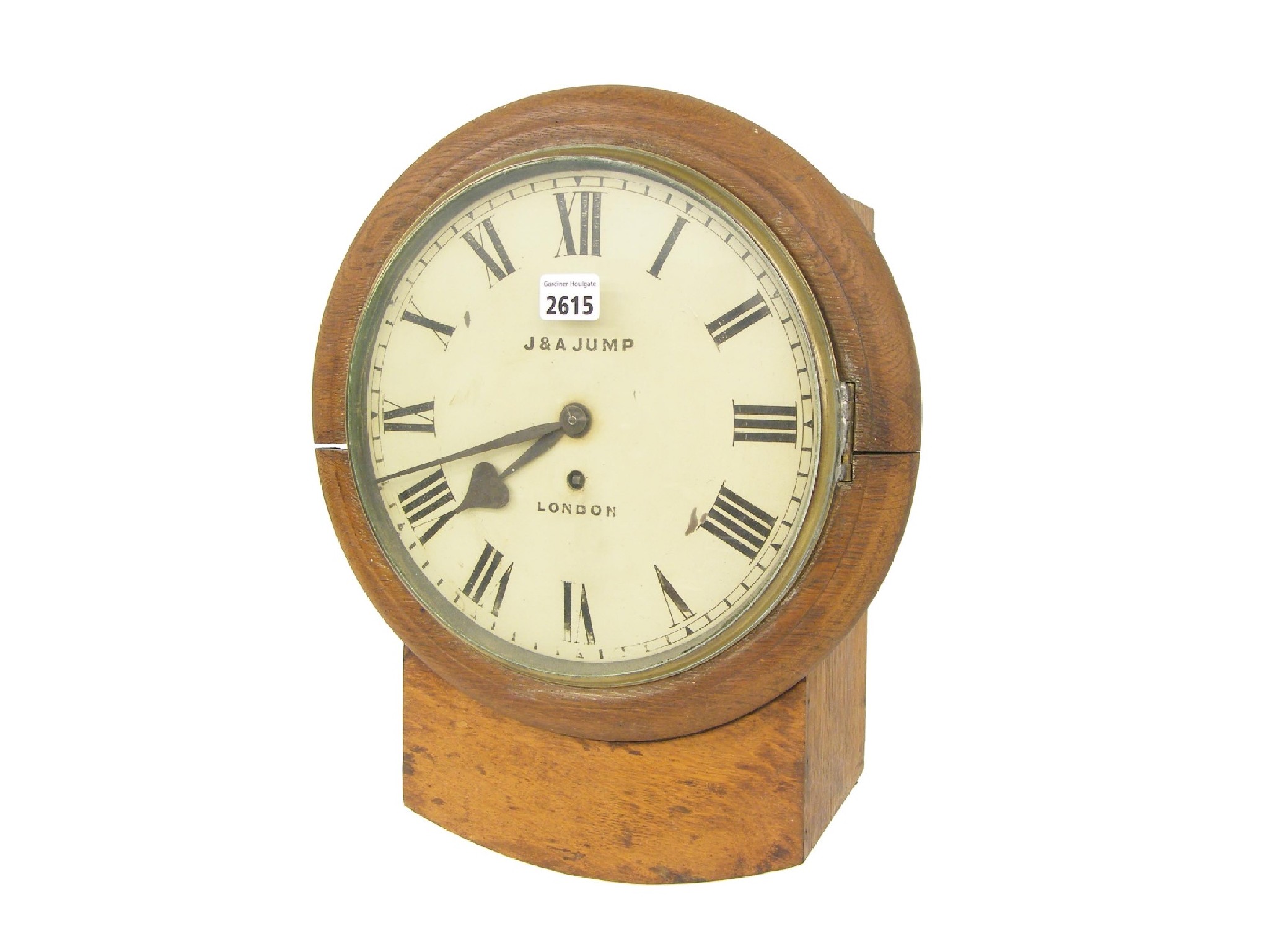 Appraisal: Oak single fusee drop dial wall clock signed J A