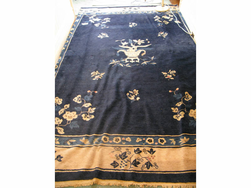 Appraisal: Art Deco Chinese Room Size Rug ca s blue field