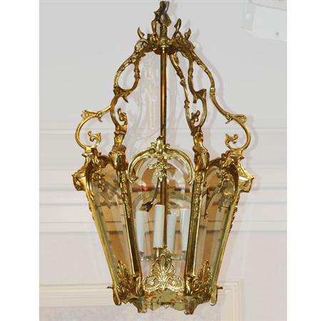 Appraisal: Louis XV Style Gilt-Metal and Beveled Glass Hall Light Estimate