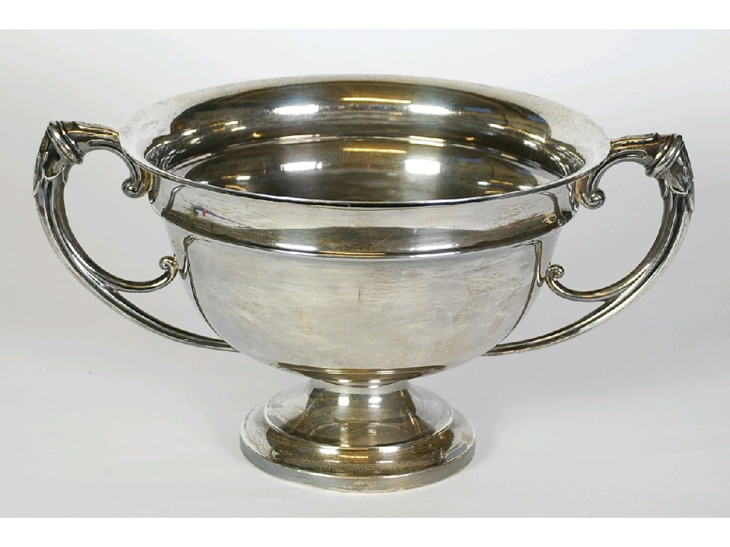 Appraisal: GEORGE V LARGE PLAIN SILVER TWO HANDLED PEDESTAL CUP by