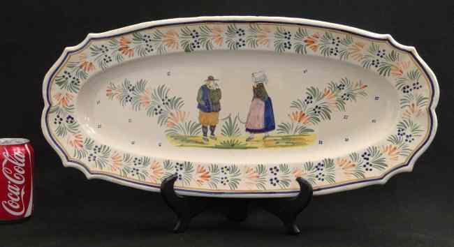 Appraisal: Large Quimper platter with Breton peasant design By Henriot ''