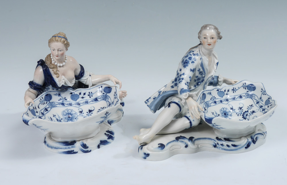 Appraisal: PAIR MEISSEN PORCELAIN FIGURAL SWEET MEAT DISHES Man and woman