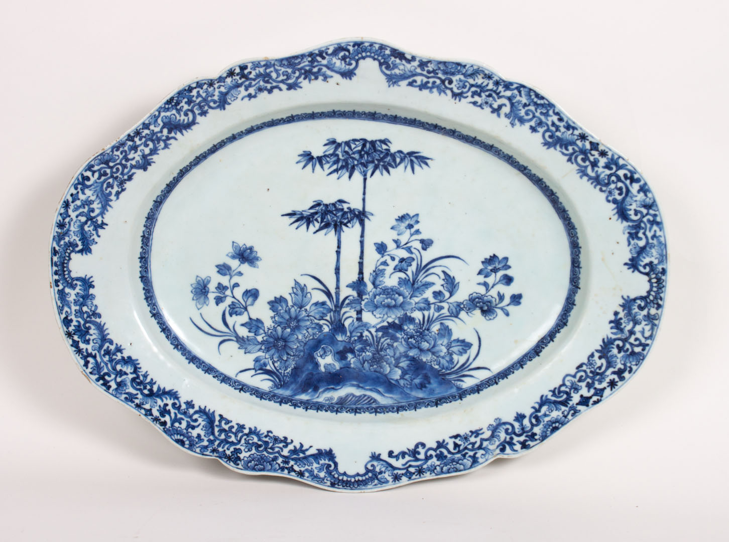 Appraisal: Chinese Export porcelain platter circa blue and white flower scholar