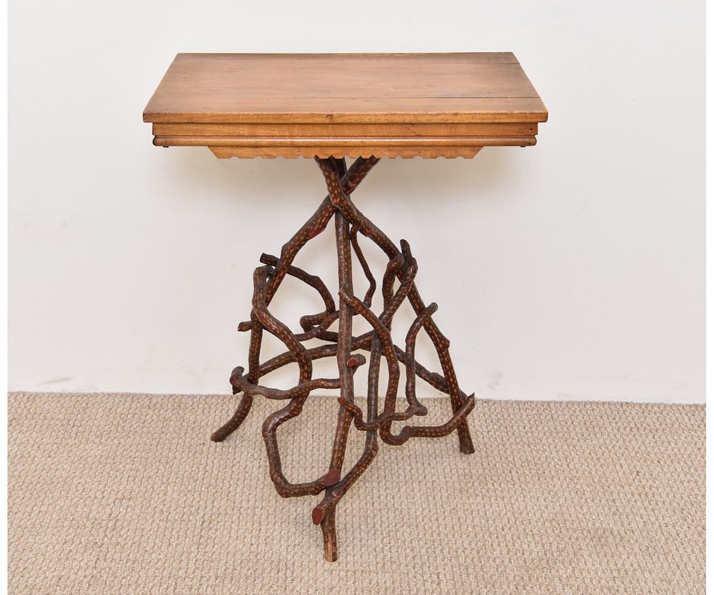 Appraisal: Folk Art Oak Top Table Folk Art country oak top