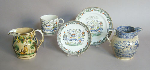 Appraisal: English mug saucer and plate depicting the farmers arms together