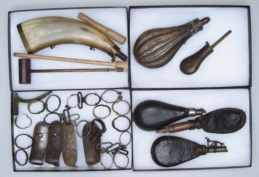 Appraisal: LOT OF MISCELLANEOUS CIVIL WAR TOOLS IMPLEMENTS GUN PARTS FLASKS