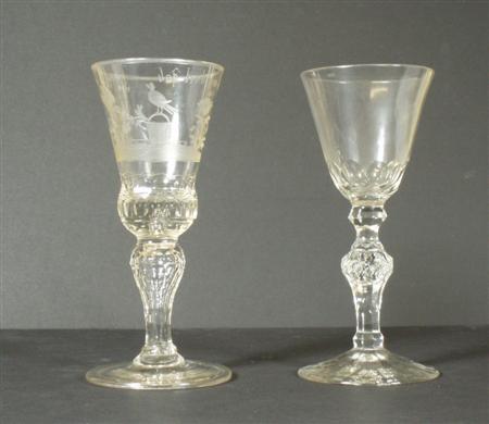 Appraisal: Two th th century Continental wine glasses comprising a glass