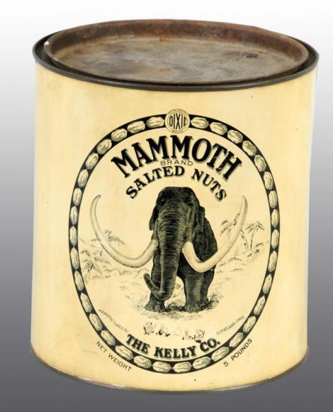 Appraisal: -Pound Mammoth Salted Nuts Tin Description Manufactured by Kelly Company