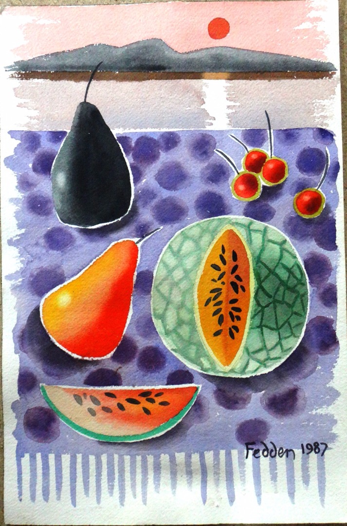 Appraisal: Attributed to Mary Fedden - Still life of fruit watercolour