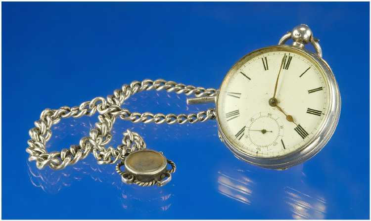 Appraisal: Silver Open Faced Key Wind Pocket Watch White Porcelain Dial