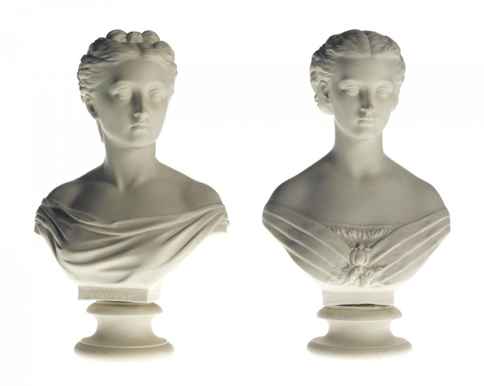 Appraisal: A PAIR OF COPELAND PARIAN WARE BUSTS OF PRINCESSES ALEXANDRA