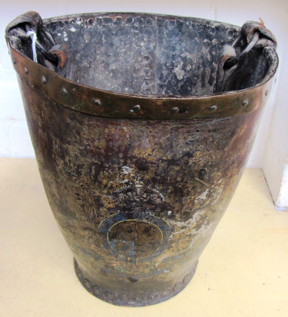 Appraisal: A leather fire bucket early th century punched with the