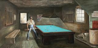 Appraisal: Ernie Barnes Figure playing pool signed lower right Ernie Barnes