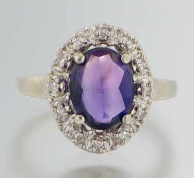 Appraisal: A Diamond and Synthetic Sapphire Ring k white gold ring