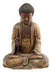 Appraisal: WOODEN JAPANESE BUDDHA - Early Wooden Daibutsu Buddha delicately rendered